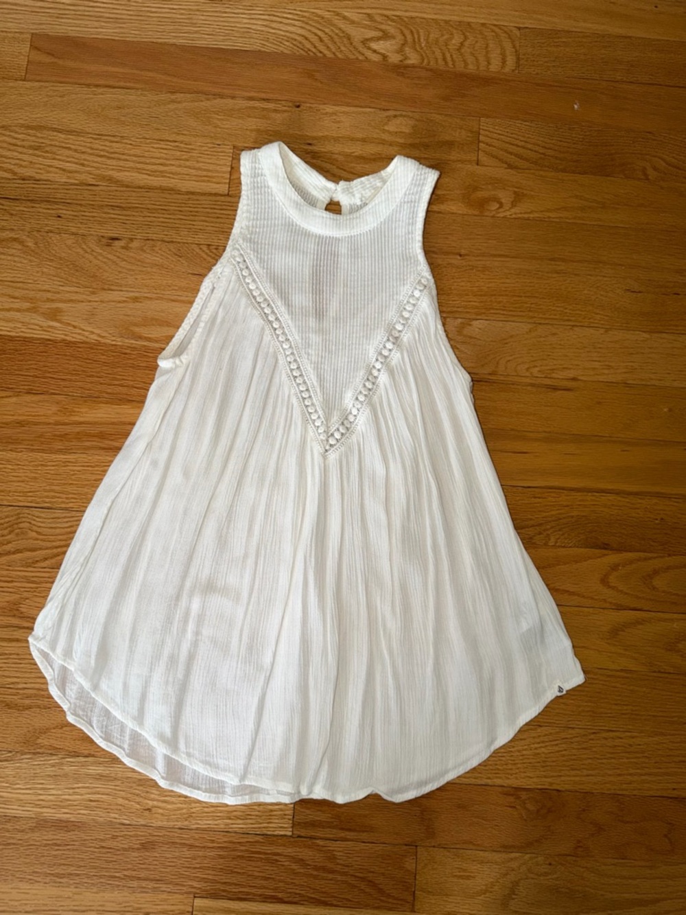 Volcom White Ribbed Tank with Knotted Strap Detail